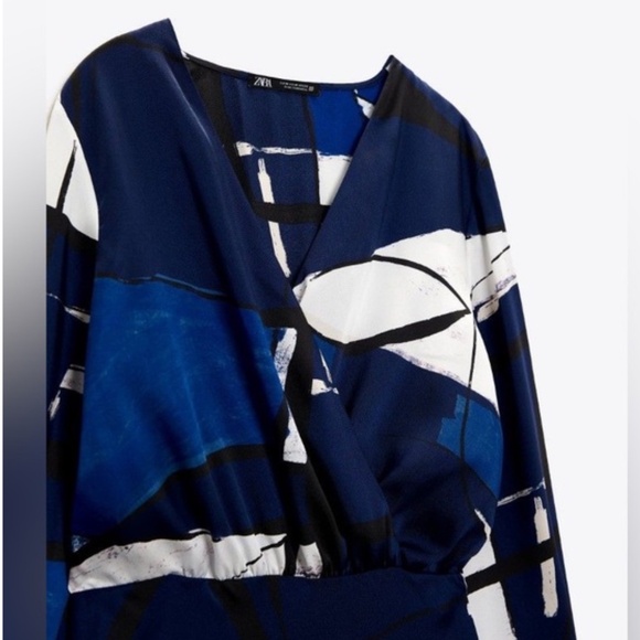NWT Zara Abstract Print Dress Sz. L - Picture 3 of 6